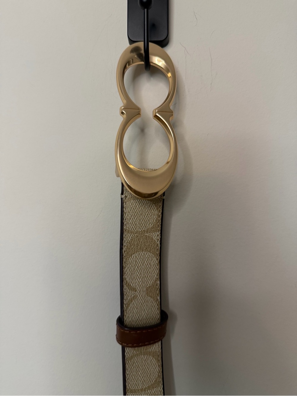 Coach Signature C Canvas Belt Gold Double C Buckle Size M NWOT CA516